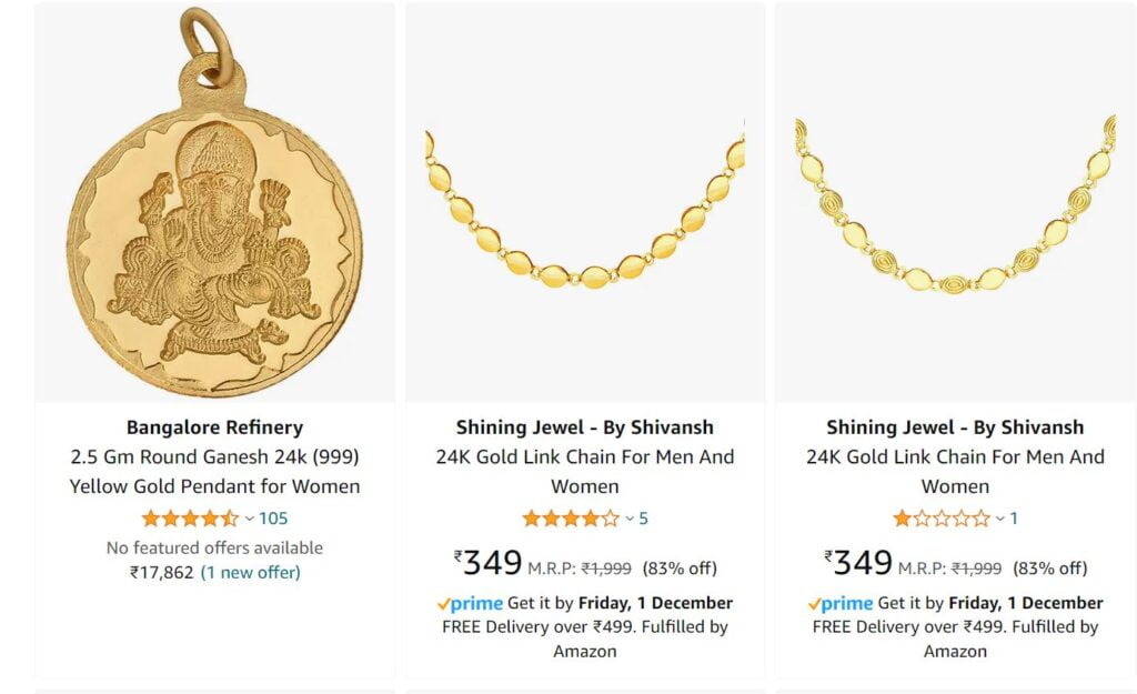 Online Gold Purchase at Amazon - सोना ख़रीदे वो भी 70% तक डिस्काउंट में Amazon से.